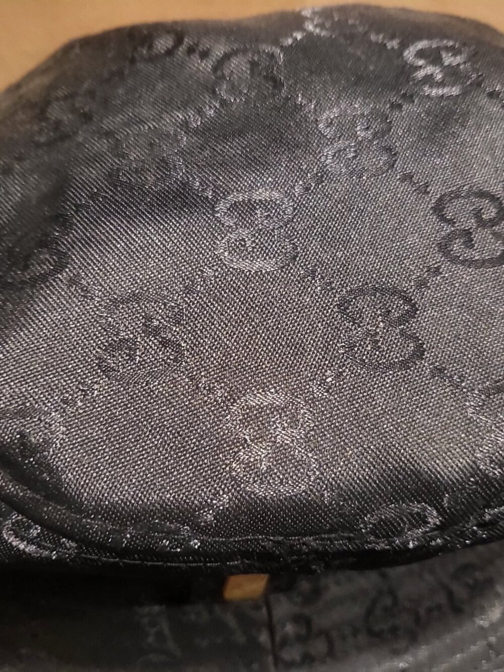 Gucci GG Monogram Bucket Hat Black Jacquard Made in Italy Gold Plaque